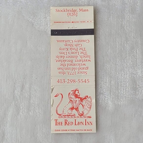Vintage Matchbook Cover The Red Lion Inn Stockbridge MA Massachusetts - Picture 4 of 5